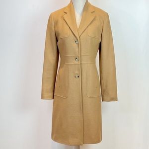 Banana Republic Camel Wool Cashmere Blend Car Coat With Pink Liner